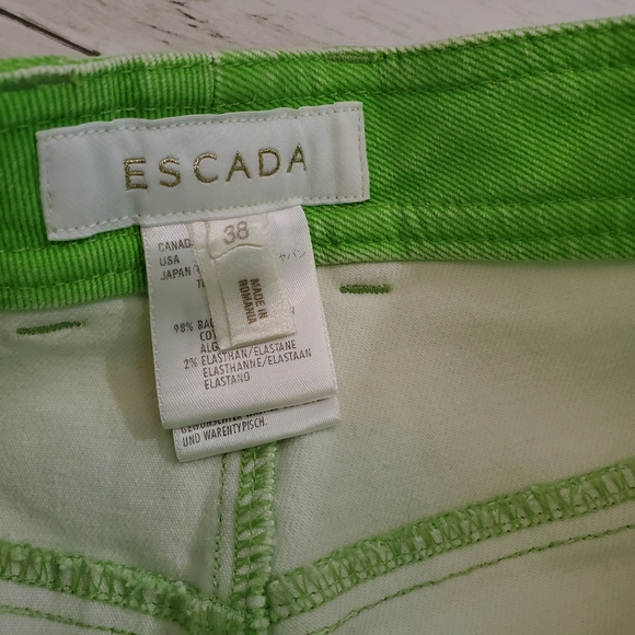 Escada lime green capri cropped jean pants size 8 - Picture 4 of 8